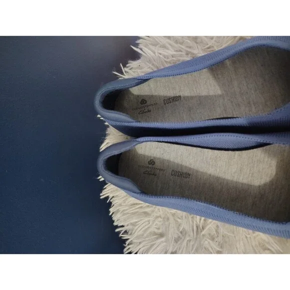 Clarks Cloudsteppers Flats 8.5 Blue Carly Hope Knit Bow - Picture 2 of 8